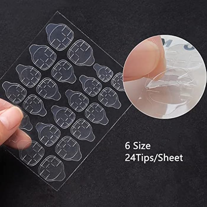 FDSHIP 5 Sheets (120pcs) Double-side Nail Glue Sticker, False Nail Glue Jelly Gel Tape Adhesive Tabs Nail Glue Transparent Flexible Adhesive Fake Nails Tips for Manicure - Image 4